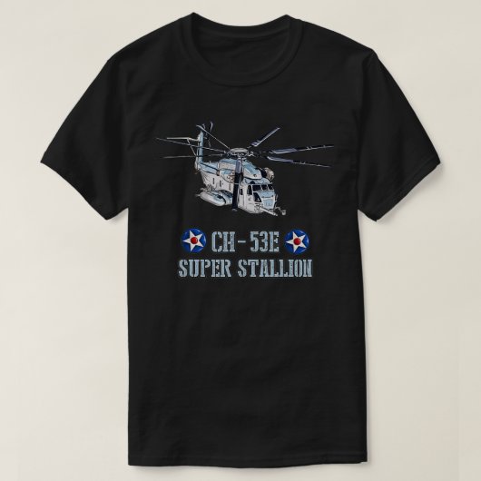 米国軍隊航空機CH53Eスーパースタリオンヘビーヘル Tシャツ (デザイン正面)