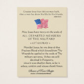 米国軍隊追悼メモリアル退役軍人祈りの言葉 (裏面)