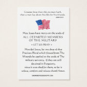 米国軍隊追悼メモリアル退役軍人祈りの言葉 (裏面)