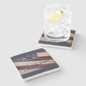 米国軍隊退役軍人愛国国旗ありがとう ストーンコースター (横)