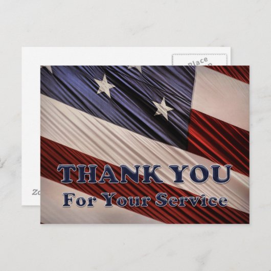 米国軍隊退役軍人愛国国旗ありがとう ポストカード (正面/裏面)