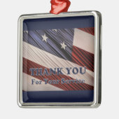 米国軍隊退役軍人愛国国旗ありがとう メタルオーナメント (左)