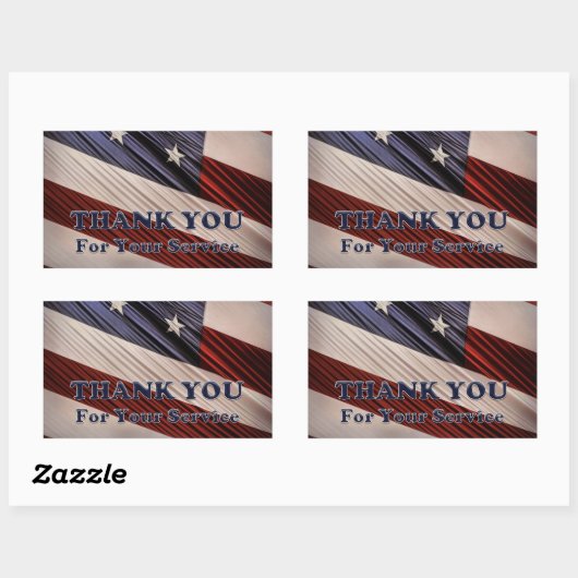 米国軍隊退役軍人愛国国旗ありがとう 長方形シール (シート)