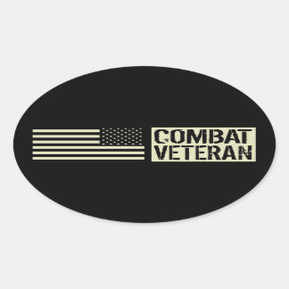 米国軍隊：戦闘退役軍人（黒旗） 楕円形シール