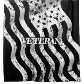 米国退役軍人 – 白ヴィンテージ001 シャワーカーテン (正面)