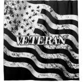 米国退役軍人 – 白ヴィンテージ シャワーカーテン (正面)