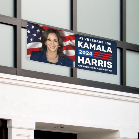 米国退役軍人Kamala Harris 2024フォトバナー 横断幕 (ビルの外側)