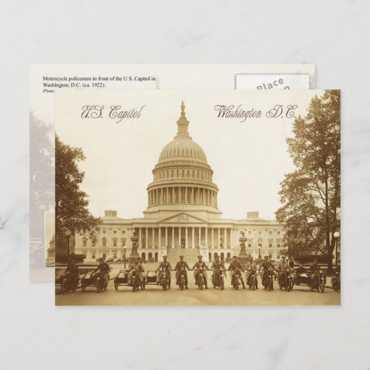 米国連邦議会議事堂のオートバイ警官 ポストカード (正面/裏面)