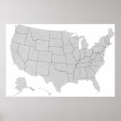米国郡の州の地統一された図 ポスター (正面)