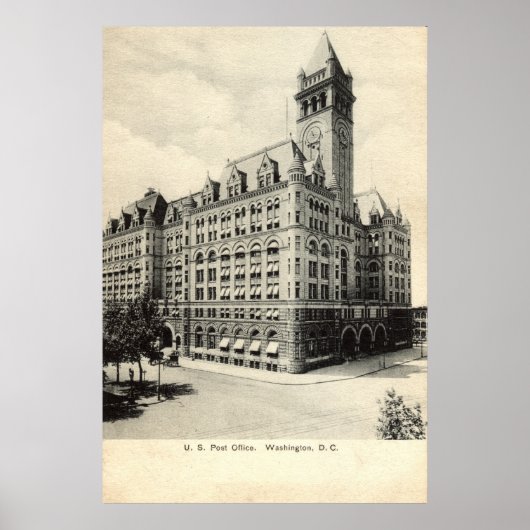 米国郵便局ワシントンDC 1907ヴィンテージ ポスター (正面)