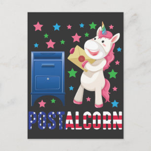 米国郵便局愛らしいポストUnicorn 7月4日 ポストカード