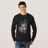 米国野球国旗のアメリカ投手第4戦 Tシャツ (正面フル)