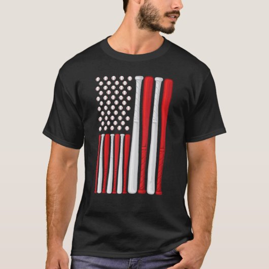 米国野球国旗ヴィンテージ球旗 Tシャツ (正面)