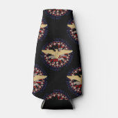 米国金ゴールドイーグル国旗の黒青ボトル ボトルクーラー (正面)