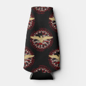 米国金ゴールドイーグル州旗ブラック・レッド・ボトル ボトルクーラー (正面)