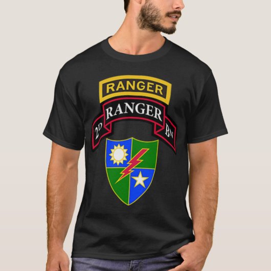 米国陸軍レンジャー – 第2大隊(BN)スクロール、レンジャー Tシャツ (正面)