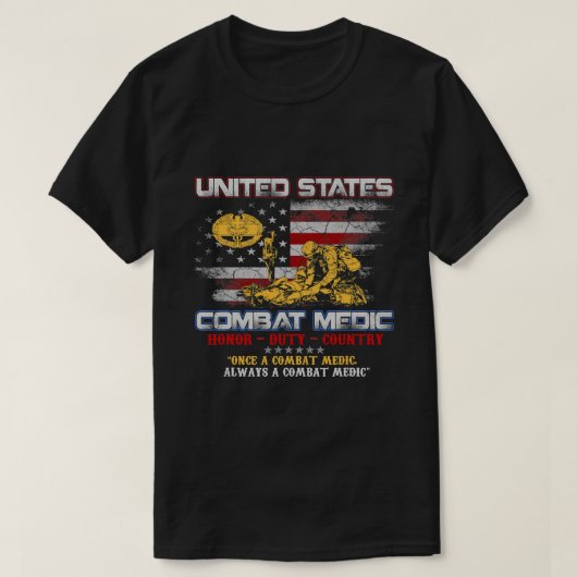 米国陸軍戦闘中央退役軍人ヴィンテージ名誉義務C Tシャツ (デザイン正面)