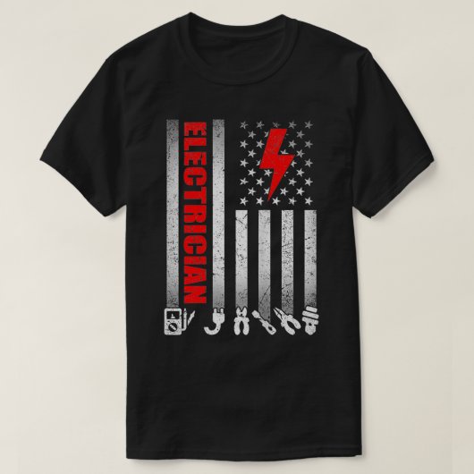 米国電気技師アメリカ国旗の父親の日 Tシャツ (デザイン正面)