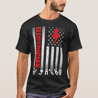 米国電気技師アメリカ国旗の父親の日 Tシャツ