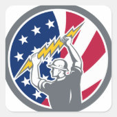 米国電気技師USA国旗のアイコン スクエアシール (正面)