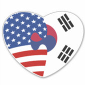 米国韓国国旗のハート シール (正面)