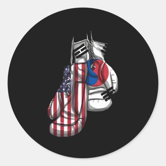 米国韓国大韓民国混合Dna国旗 ラウンドシール (正面)