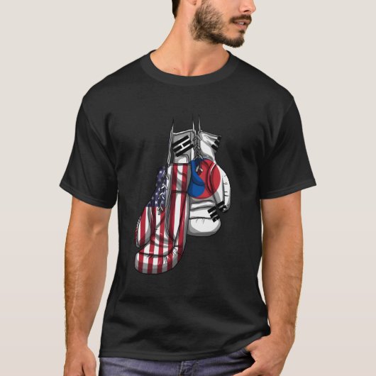 米国韓国大韓民国混合Dna国旗 Tシャツ (正面)