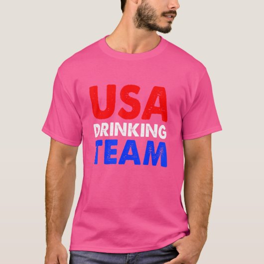 米国飲みチーム女性7月4日愛国心 Tシャツ (正面)