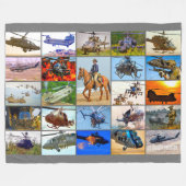 米国騎兵航空局「モンタージュ」 フリースブランケット (正面(横))