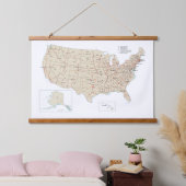 米国高速道路の道路の統一された州マップ 吊り下げ型タペストリー (寝室)