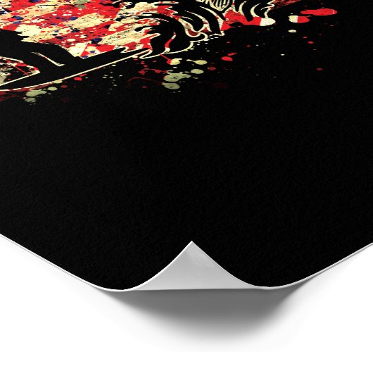 米国魚米国国旗の魚釣り独立記念日 ポスター (角)