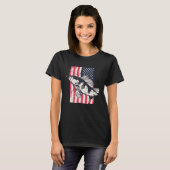 米国魚釣り釣竿の国旗 Tシャツ (正面フル)