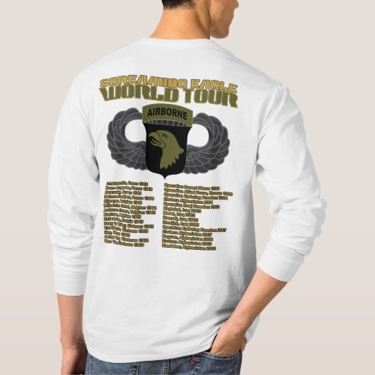 米国101ST空輸の"叫ぶイーグルス"の世界旅行 Tシャツ (裏面)