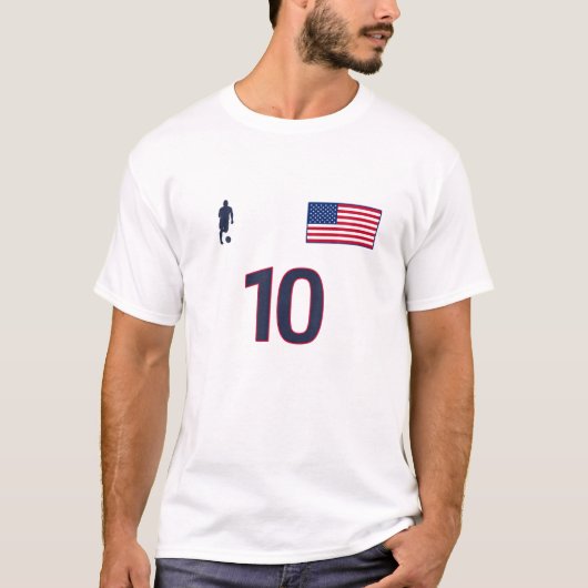 米国10 – サッカーチーム – ジャージースタイル – 米国国旗 Tシャツ (正面)