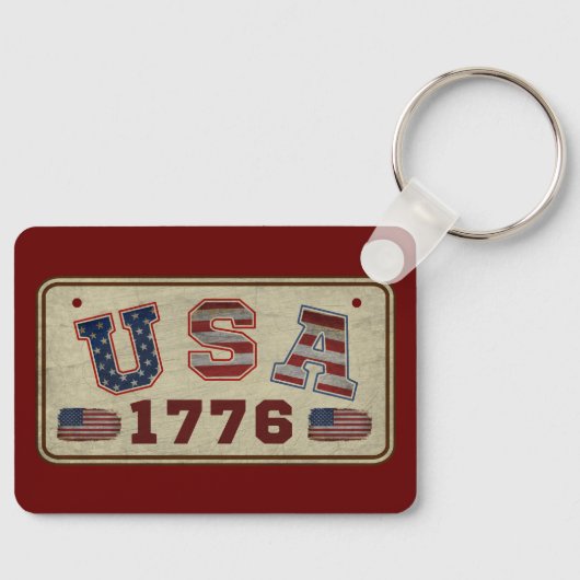米国1776年ヴィンテージ米国国旗 キーホルダー (正面)