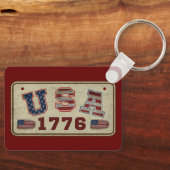 米国1776年ヴィンテージ米国国旗 キーホルダー (正面)