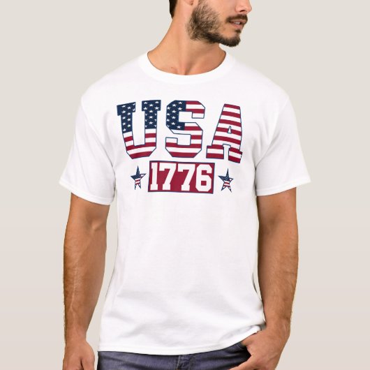 米国1776年米国国旗の独立性の日7月4日 Tシャツ (正面)