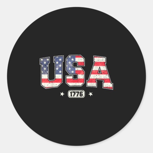 米国1776年7月4日アメリカ国旗Patriotic Fourt ラウンドシール (正面)