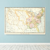 米国1830歴史地図イラスト キャンバスプリント (インサイチュ (ウッドフロア))