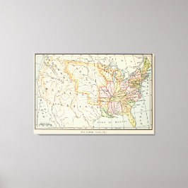 米国1830歴史地図イラスト キャンバスプリント