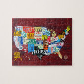 米国2012のパズルのナンバープレートの地図 ジグソーパズル (横)