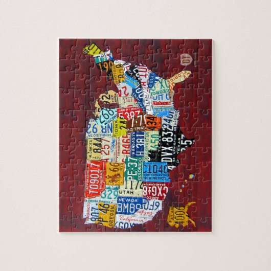 米国2012のパズルのナンバープレートの地図 ジグソーパズル (縦)