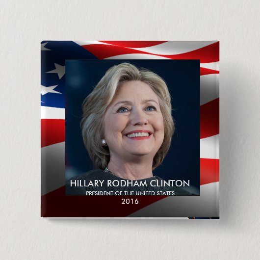 米国2016年のヒラリー・ロッドハム・クリントンの大統領 缶バッジ (正面)