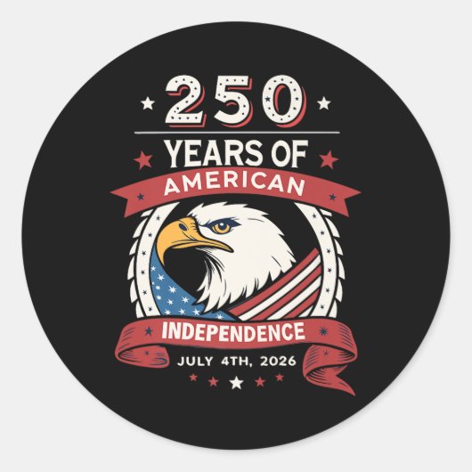 米国250お祝い- American Indeの250年 ラウンドシール (正面)