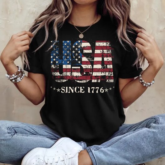 米国250年の独立ヴィンテージ 動揺して Tシャツ