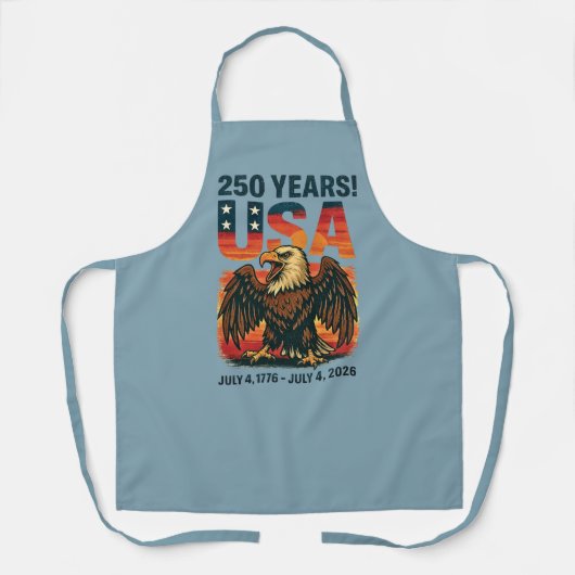 米国250年 – 愛国的なハゲ・イーグル2026年7月4日 エプロン (正面)