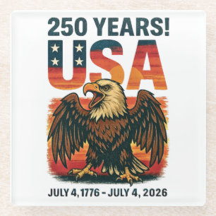 米国250年 – 愛国的なハゲ・イーグル2026年7月4日 ガラスコースター