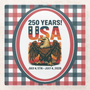米国250年 – 愛国的なハゲ・イーグル2026年7月4日 ガラスコースター