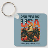 米国250年 – 愛国的なハゲ・イーグル2026年7月4日 キーホルダー (正面)