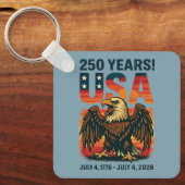 米国250年 – 愛国的なハゲ・イーグル2026年7月4日 キーホルダー (正面)